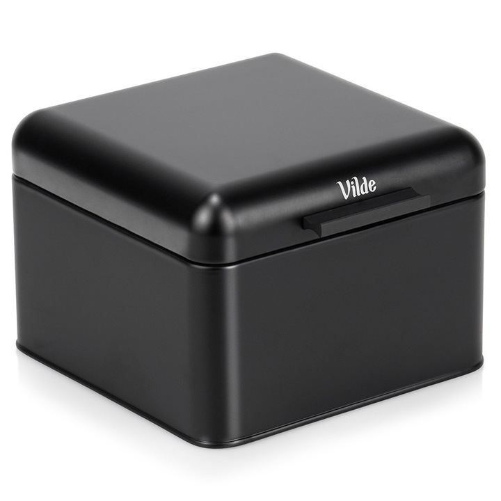 Кутия за хляб, Artemis, компактна метална кутия за хляб, черна, 22x20x14,5см