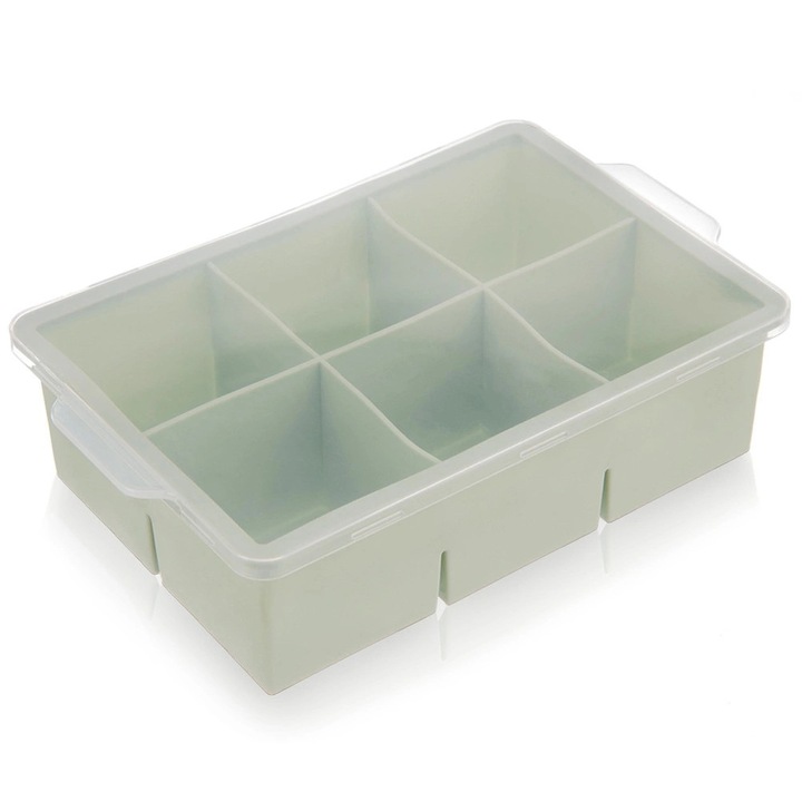 Jégkocka forma, Artemis, szilikon, 6 XXL kocka, zöld, 18,5x12x5cm