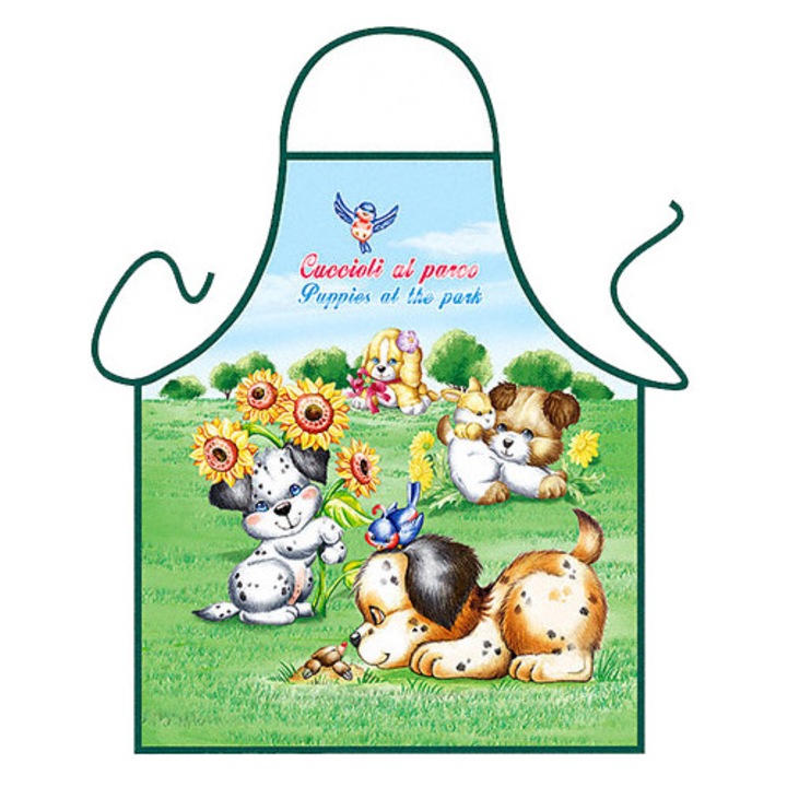 Sorturi bucatarie si gratar, Itati, sort pentru copii, imprimeu caini, verde