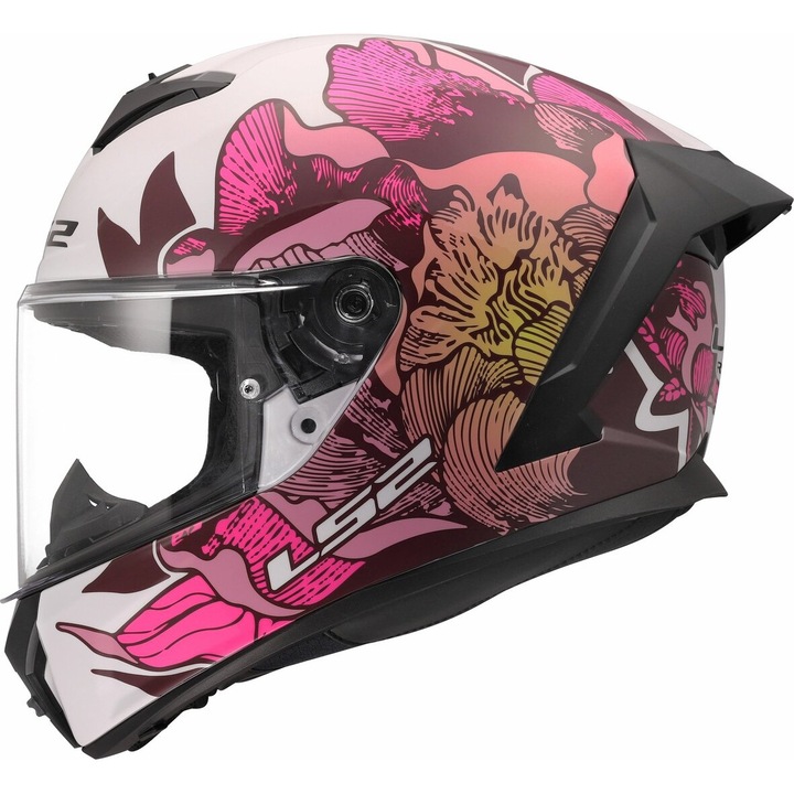 Casca moto LS2 FF820 Rapid III Poppies II White Pink, marime S