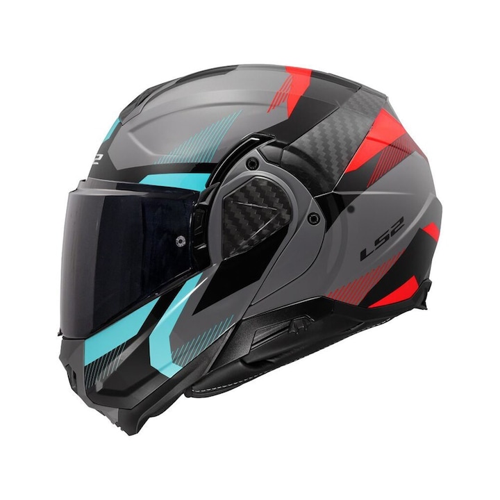 Casca moto modulara flip-back LS2 FF910 ADVANT II Triple Nardo Grey Blue Red, marime L