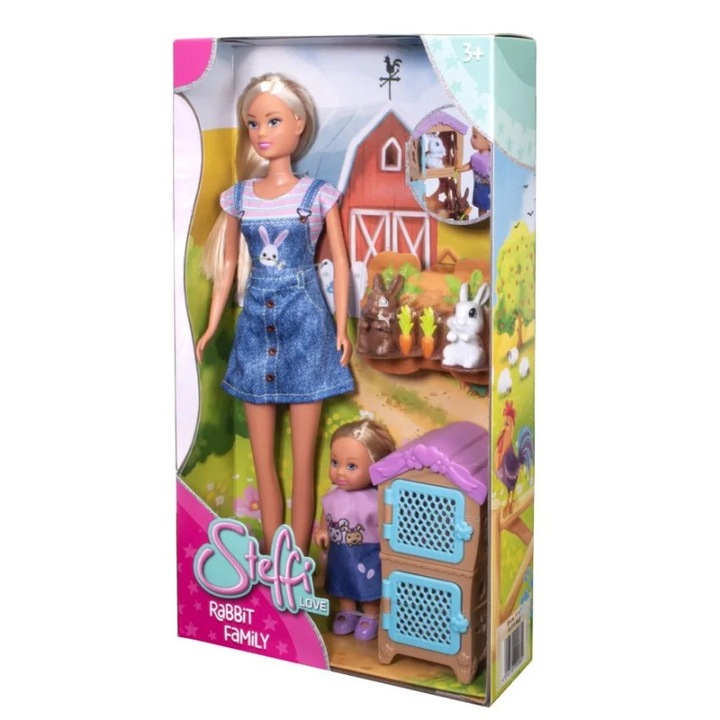 Set papusi Steffi Love, 2 papusi, accesorii, multicolor, 32.5x18cm