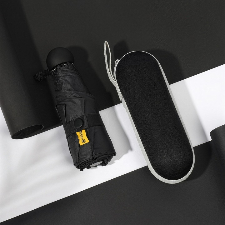 Feicaeesa® Mini Esernyő Könnyen Hordozható, Fekete, Vízálló és UV UPF50+ Védelemmel - Mindennapi Használatra