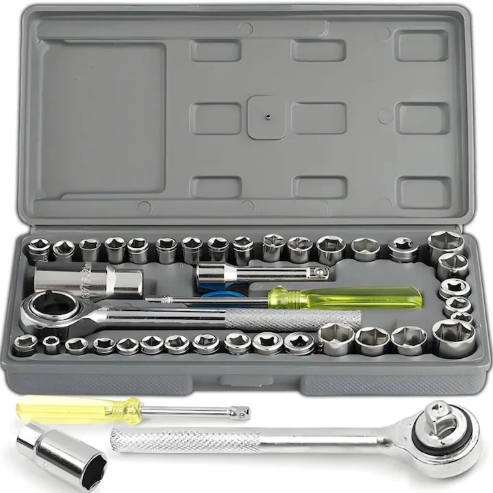 Комплект вложки и аксесоари MoooM, 40 части, хром-ванадиева стомана, включена тресчотка