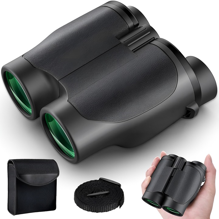 Binoclu Compact 12x32 HD, Prisma BAK4, Lentile FMC Multi-Strat, Observare Pasari, Vanatoare, Drumetii, Croaziere, Camp Vizual 273ft, Portabil, Usor, Cu Accesorii Complete