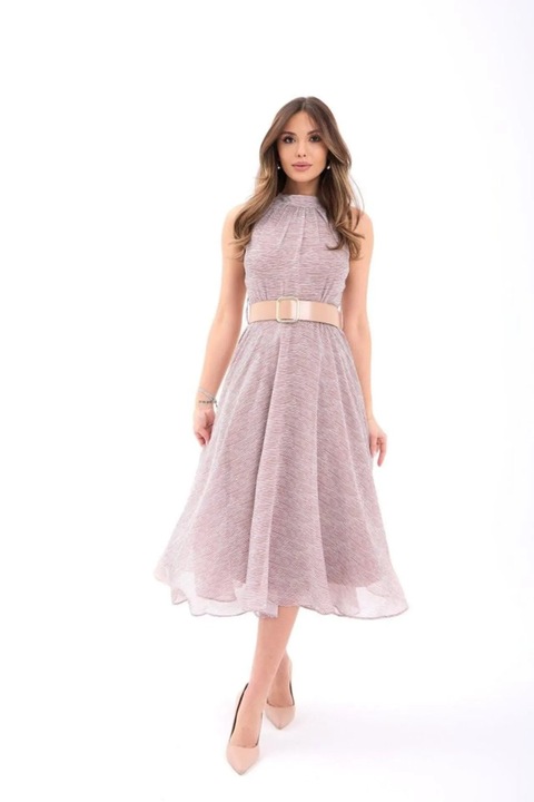 Rochie midi, JANES, cu guler halter, bumbac