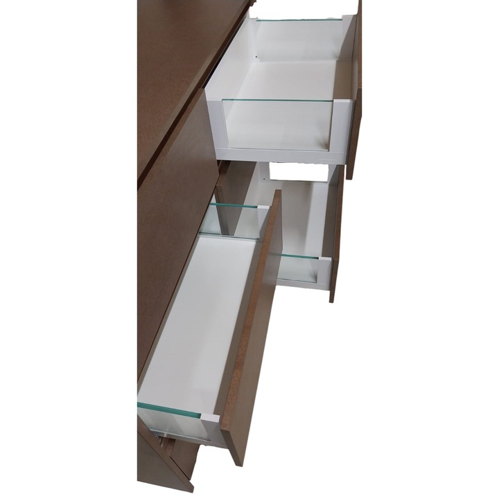 Comoda EXECUTIV GLASS, Dubla decor Cobra Bronz, cu 6 sertare, spatiu generos depozitare, PAL melaminat, 144/47/80 cm