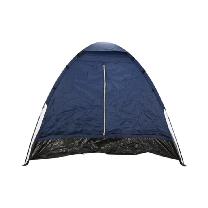Cort camping 2 persoane, poliester, 200 x 140 x 100 cm, iesiri in weekend, albastru si alb, 1.3 kg