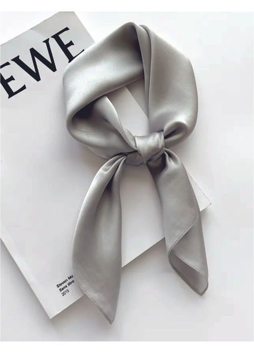 Esarfa Dama Confortino, Esarfa Neagra Matase Naturala, 60x60cm, Gri, 60x60 CM