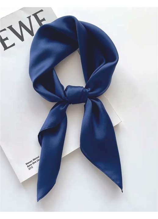 Esarfa Dama Confortino, Esarfa Neagra Matase Naturala, 60x60cm, Bleumarin, 60x60 CM