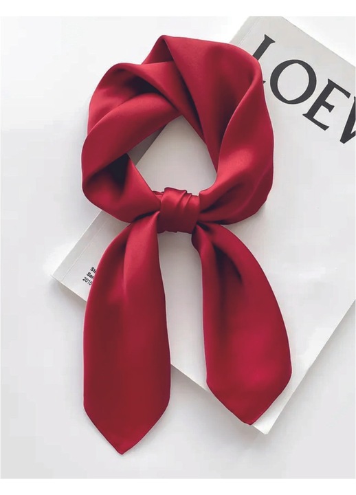 Esarfa Dama Confortino, Esarfa Neagra Matase Naturala, 60x60cm, Rosu, 60x60 CM