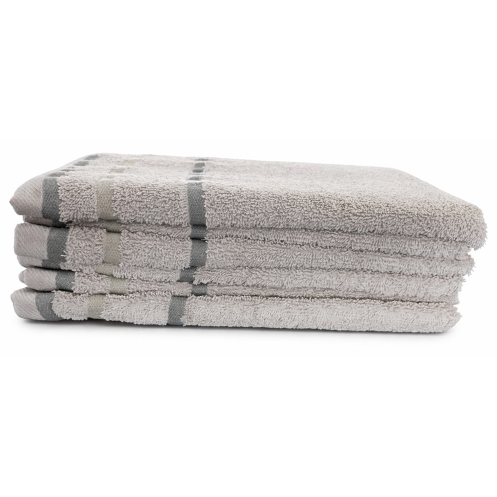 Set 6 prosoape de baie Premium, 100% bumbac organic, dimensiunea 30x50 cm, densitate 550 g/m², gri – Pure Terry Luxury Collection, certificat OEKO TEX