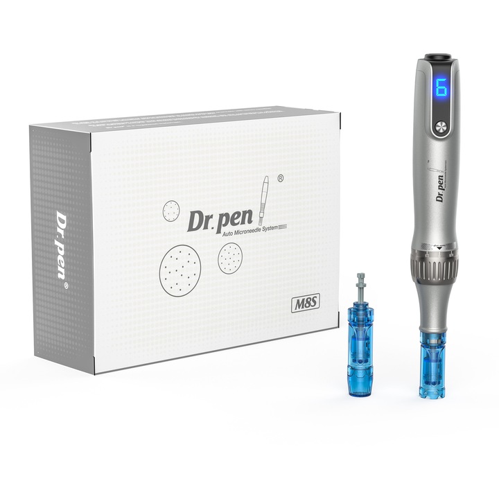 Dermapen M8s Mezoterapia Mikroiglowa, 6 kartridzy, culoare alba, set
