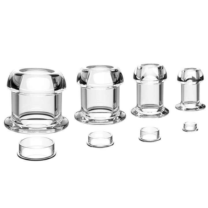 4 db anális dugó szett, alagúttal, átlátszó