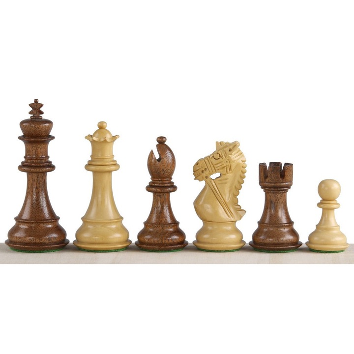 Set figurine sah King's Bridal, Sunrise Chess & Games, Akacia/Bukszpan, 3,75 inch, cu detalii unice