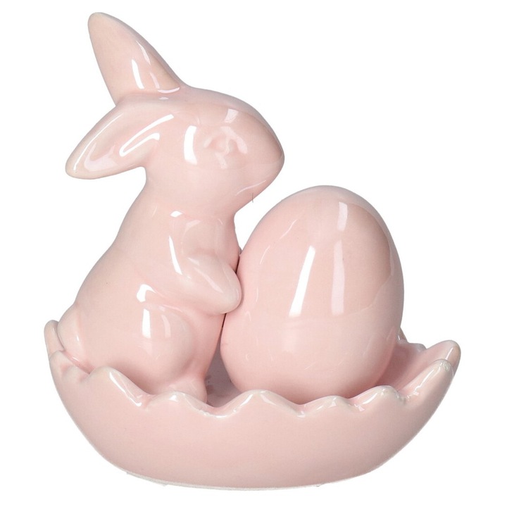 Figurina decorativa iepuras ceramic, 8,5x8,5x6cm, multicolor