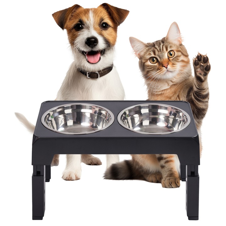 Set 2 boluri JUMI, inaltime reglabila, otel inoxidabil, 20x20cm, 42x24cm