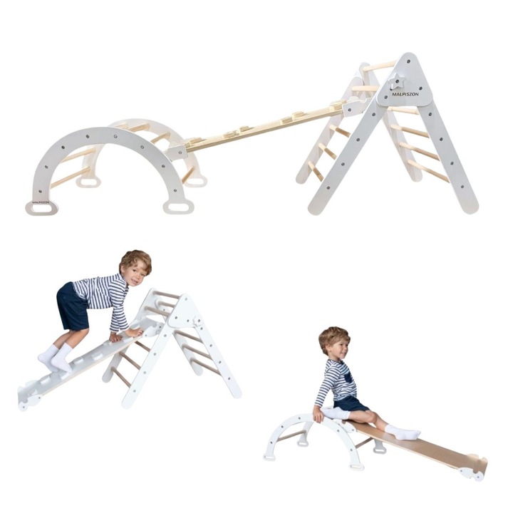 Spatiu de joaca, LMK, plac de joaca lama 3 in 1, alb