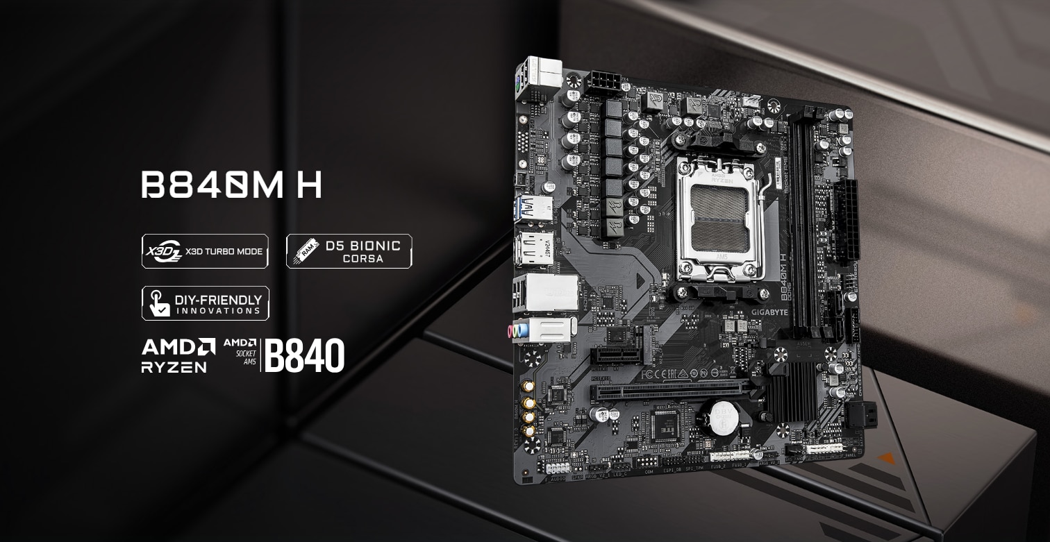 Micro 984 Дънна платка Gigabyte B840M H, Socket AM5, DDR5, Micro ATX - eMAG.bg