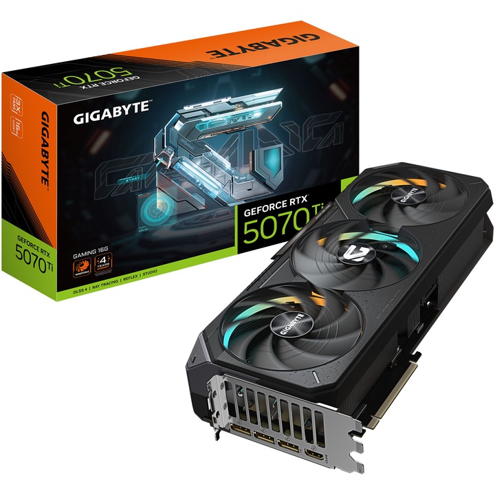 Placa video GIGABYTE GeForce RTX™ 5070 Ti GAMING, 16GB GDDR7, 256 bit, Negru