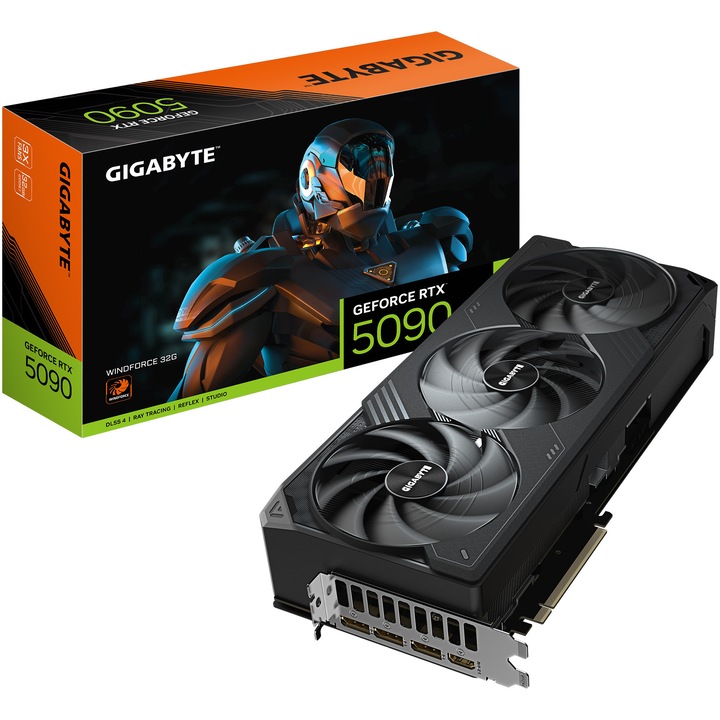 Placa video GIGABYTE GeForce RTX™ 5090 WINDFORCE, 32GB GDDR7, 512 bit, Negru