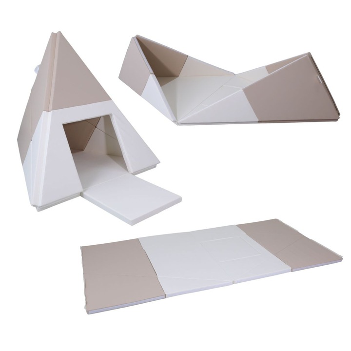 Cort copii GRB Tipi 3 in 1, alb-bej