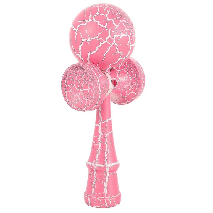 Jucarie Kendama din lemn, roz, 18x7x6cm, set pentru copii