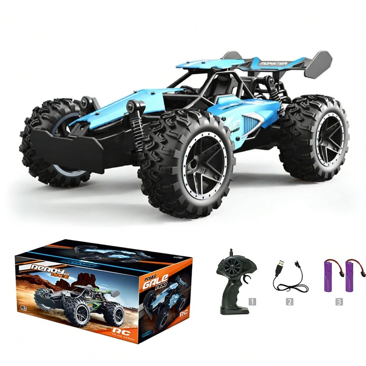 FooFoony RC autók gyerekeknek, 1:18 méretarányú 4WD RC autó, Vízálló terepjáró versenyautó 2.4GHz Off-road jármű Crawler játék ajándék gyerekeknek és felnőtteknek, Kék