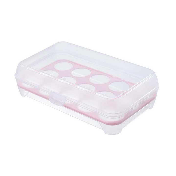 Tojás tároló doboz, 15 rekeszes, átlátszó műanyag, 125g