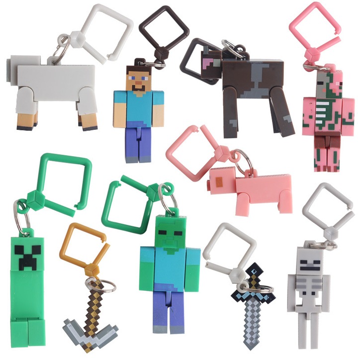 Set 10 brelocuri Minecraft, multicolor