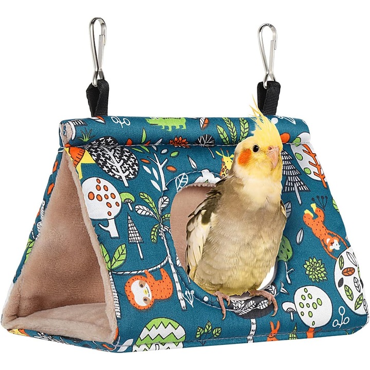 Culcus pentru pasari, hamac din catifea, dimensiuni mari 29x19x25cm, pentru papagali si pasari medii si mari