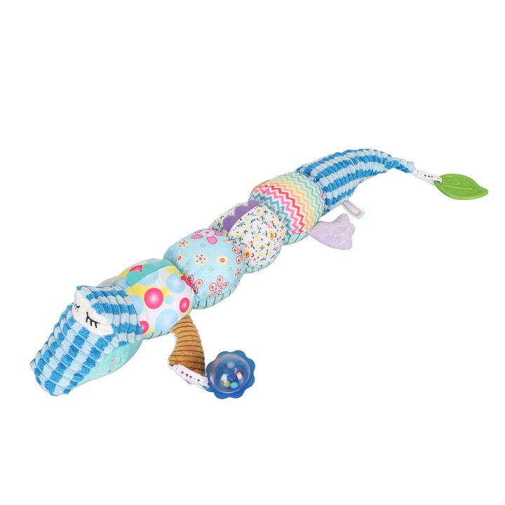 Papusa muzicala de plus, jucarie de activitate, material moale, albastra, 65x8.5cm, set