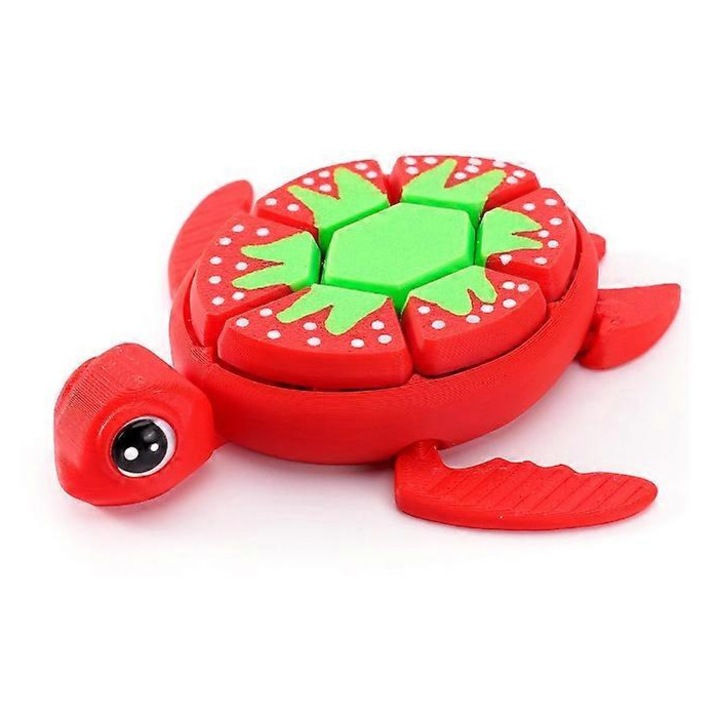 Jucarie interactiva copii, testoasa capsuna, jucarie fidget 3D, multicolor, dimensiune variabila, set 1 buc.