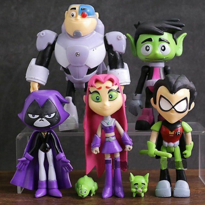 Set 7 figurine Teen Titans Go Robin Cyborg Beast Boy Raven 2-13.5cm