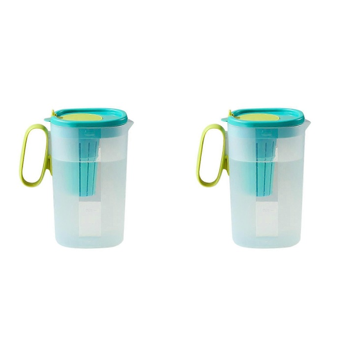 Комплект от 2 прозрачни бутилки 1.5л с капак и дръжка, тънък дизайн, 20x12x10см, за вода, лимонада, студен чай