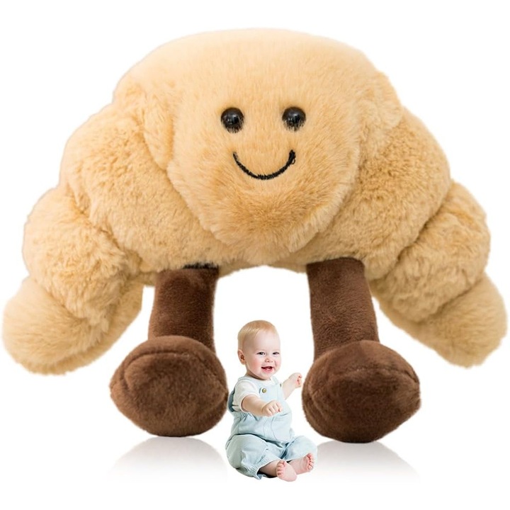 Perna din plus Croissant, 30x15cm, design dragut, jucarie de plus pentru copii si adulti