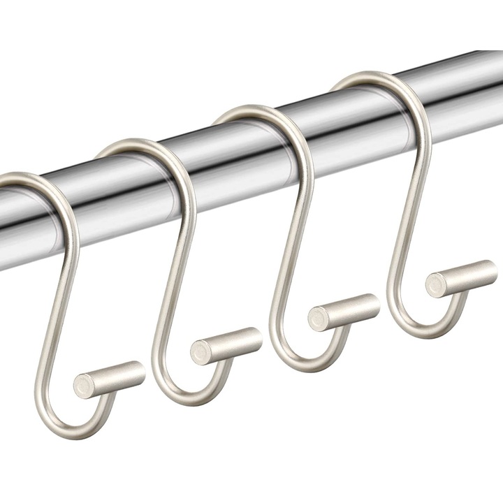 12 db rozsdamentes fém zuhanyfüggöny karika készlet, ezüst, 3.8mm, T-Rod Designs