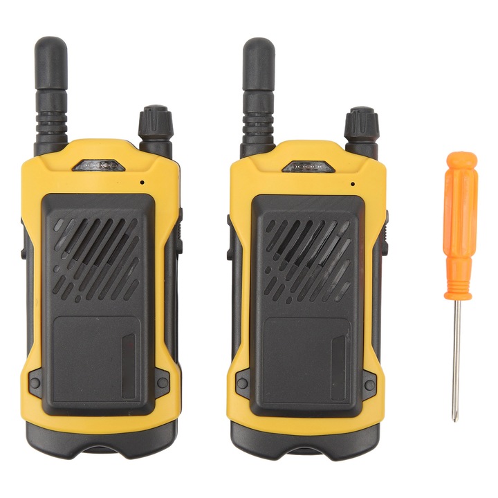 Walkie-talkie pentru copii, interactiune parinte-copil, distanta lunga de comunicare, set 2 bucati, gri si galben, 3 ani+