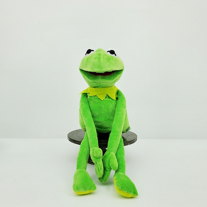 Papusa de mana Kermit Broasca, jucarie de plus, 60cm, design detaliat, calitate superioara