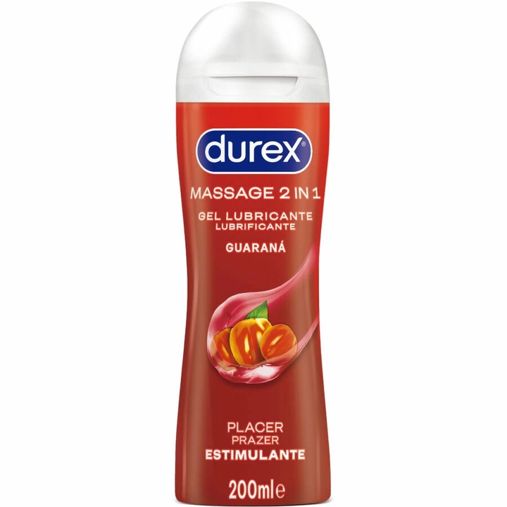 Gel de masaj si hidratare Durex Play Massage 2 in 1 Guarana 200ml, textura delicata, aroma energizanta