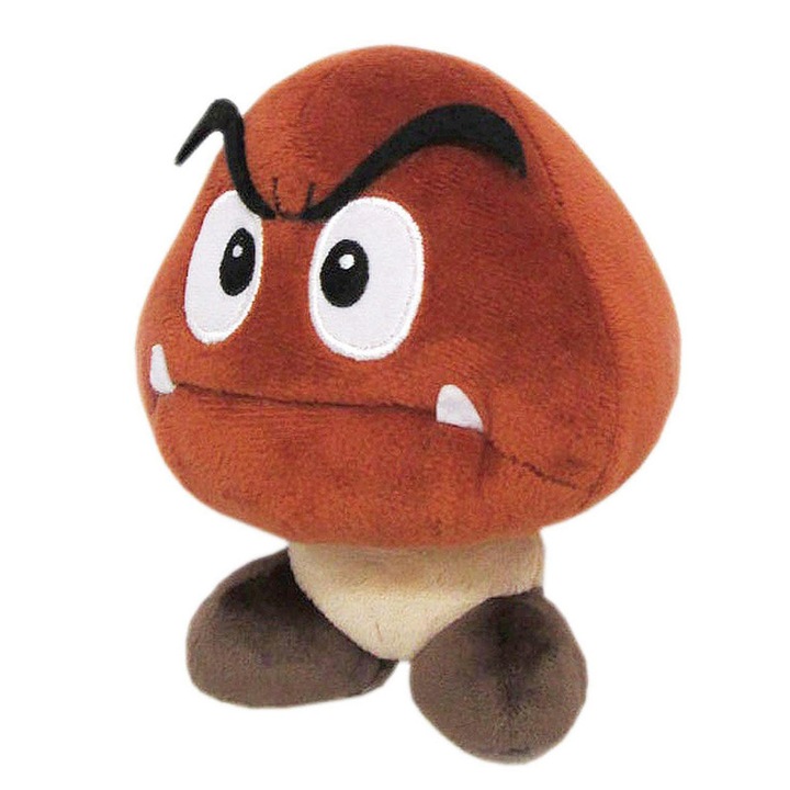 Jucarie de plus Super Mario Bros Goomba 15cm, set de personaje, multicolor