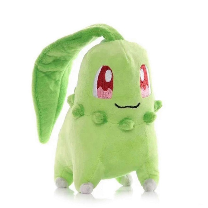 Jucarie de plus Chikorita, 20cm, design dragut, material moale, set de cadou pentru copii