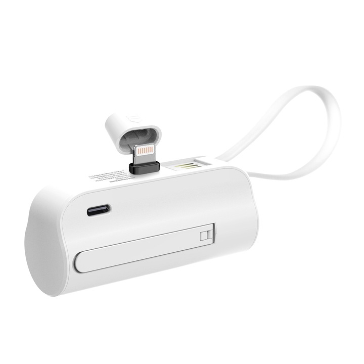 Baterie externa Jonkuu 5000mAh alb 7.6x4.5x2.5cm