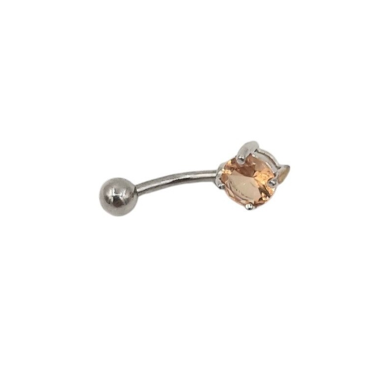 Percing de buric inox lungime 2, 5 cm cu bila de 4 mm si piatra de ...