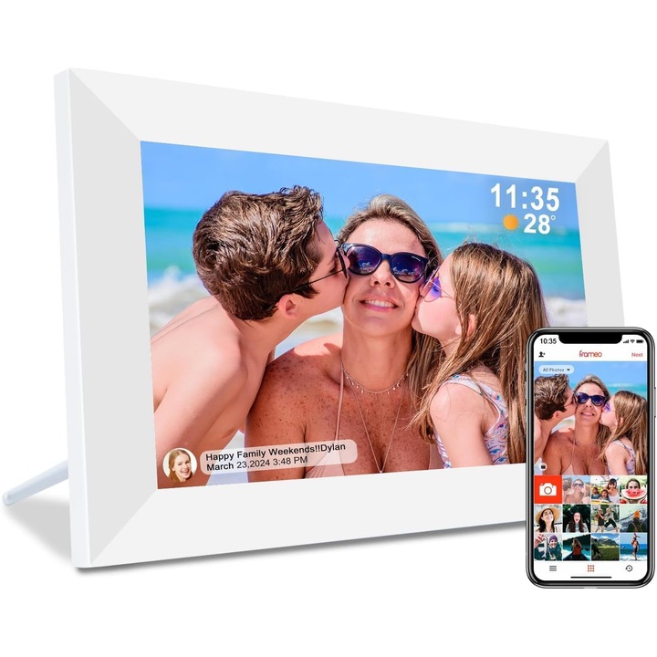 Digitális Fotókeret WiFi Frameo 10.1", 32GB, IPS HD, Fehér