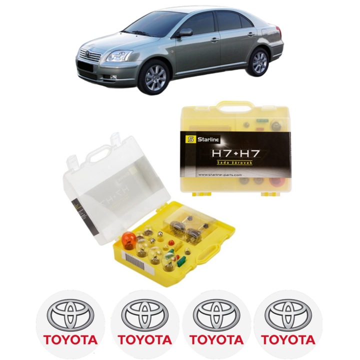 Set Kit Becuri Auto H7 + Sigurante, Galben, pentru TOYOTA AVENSIS (_T25_), 2003-2008