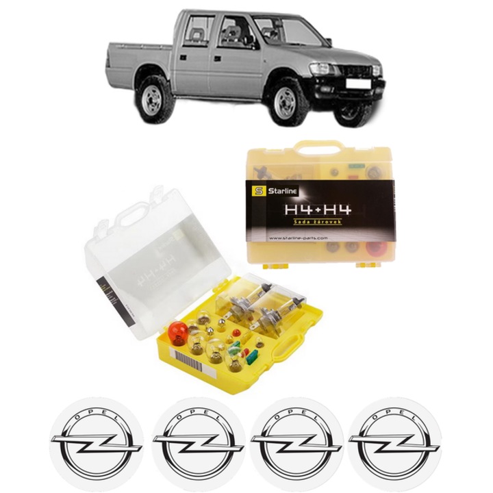 Set Kit Becuri Auto H4 + Sigurante - 2x H4, Galben, 12V, 1987-2001