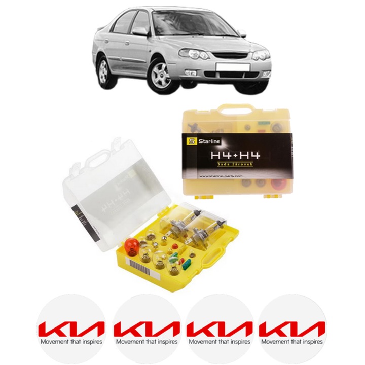 Set complet becuri auto H4 + sigurante - Starline, galben, 12V