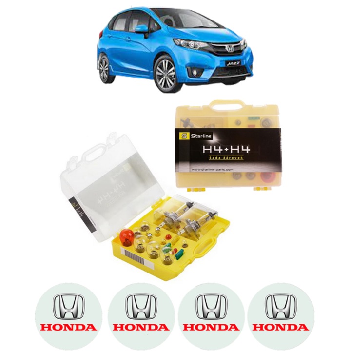 Set Kit Becuri Auto H4 + Sigurante, 12V, Galben, 11 Piese