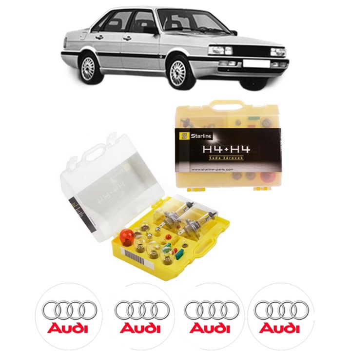 Set Kit Becuri Auto H4 + Sigurante, Galben, 2xH4, 10W, 21W